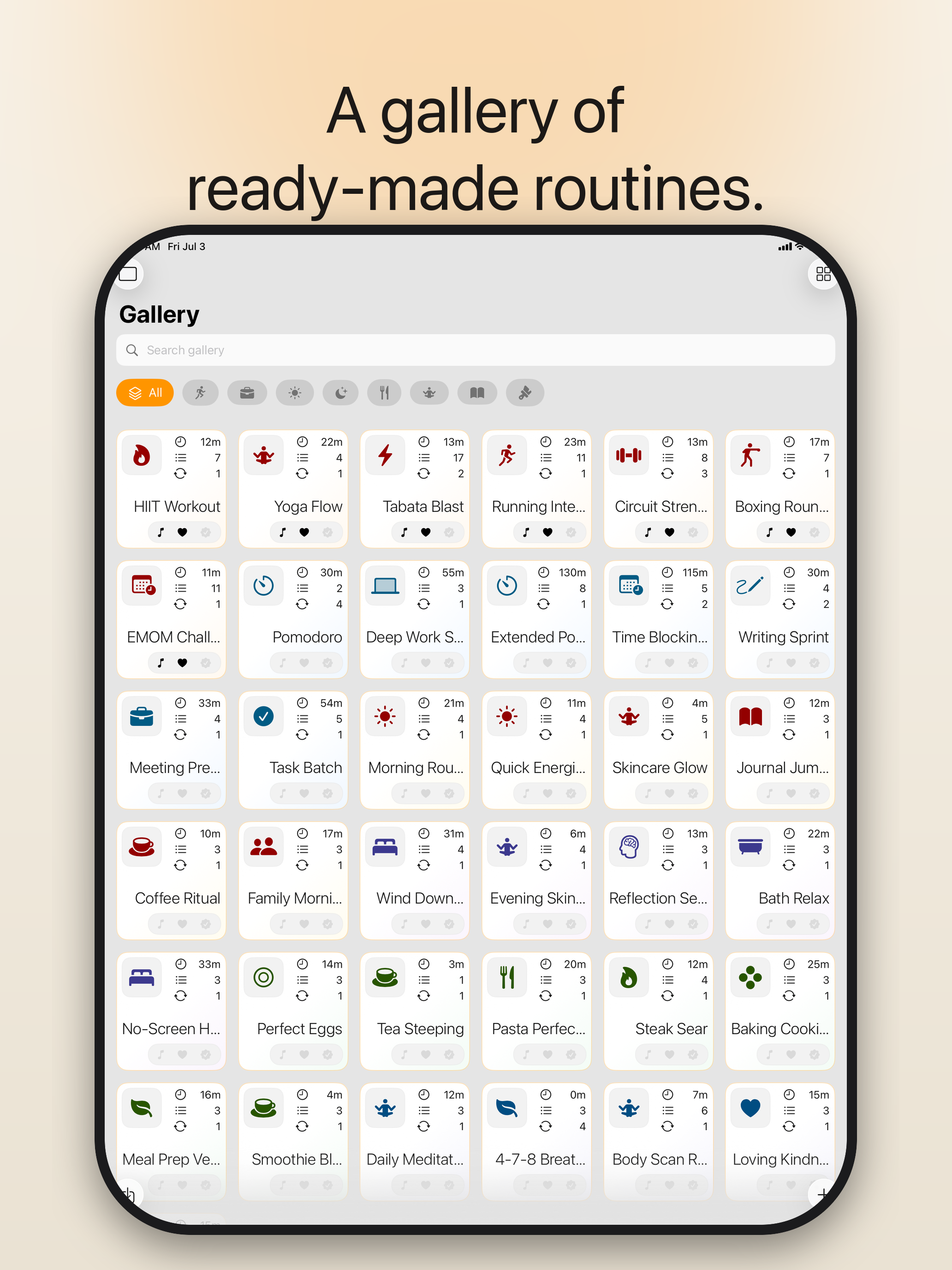 Timer Stack gallery on iPad